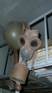 gas mask and helmet